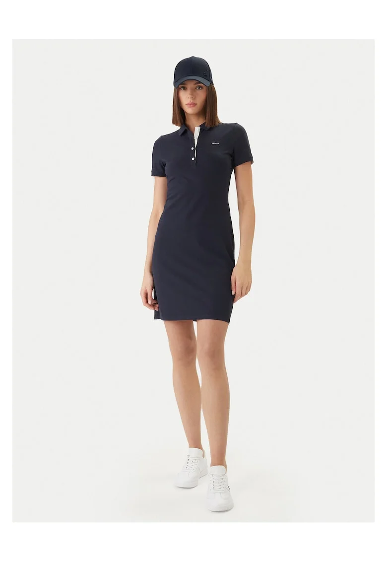 Rochie casual,  bumbac, 97% bumbac, 3% elastan, Bleumarin