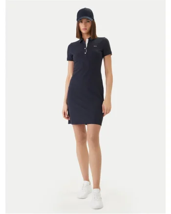 Rochie casual,  bumbac, 97% bumbac, 3% elastan, Bleumarin