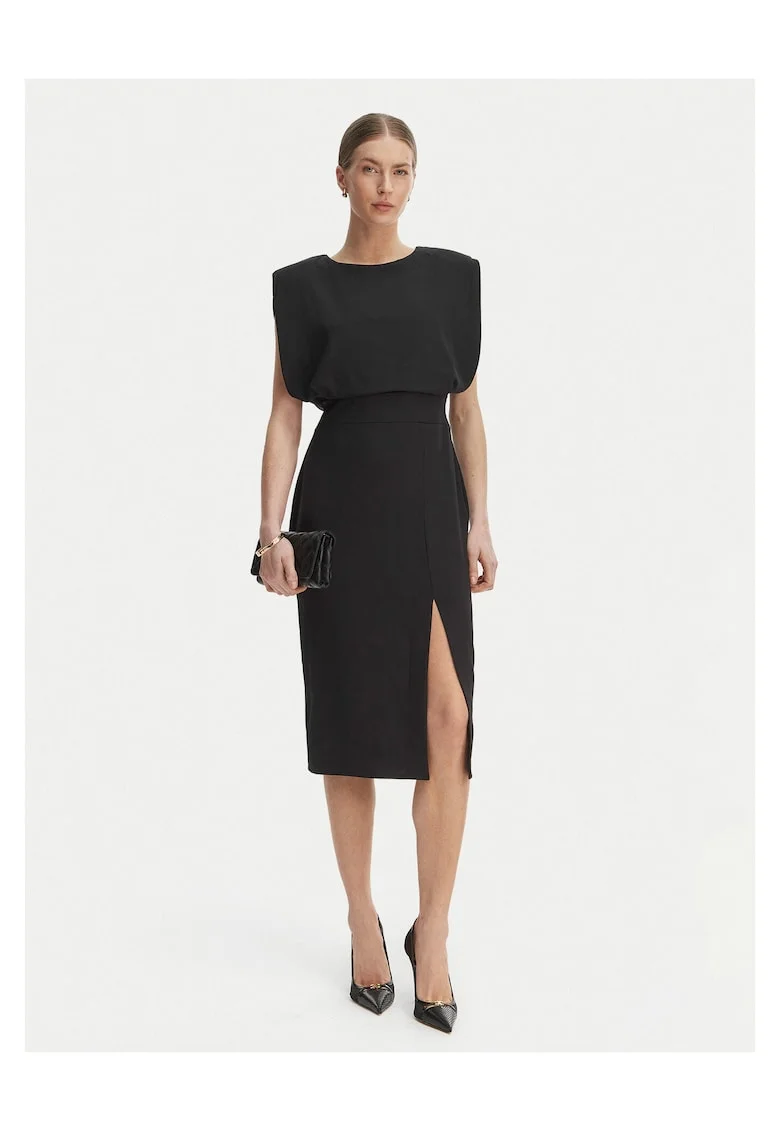 Rochie cocktail  poliester, fermoar, Negru