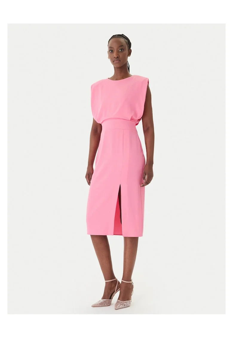 Rochie cocktail  roz, poliester, fermoar, Roz