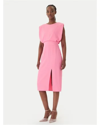 Rochie cocktail  roz, poliester, fermoar, Roz