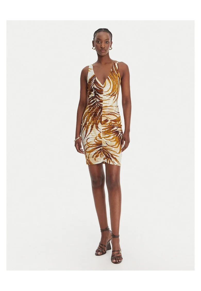 Rochie de cocktail,  viscoza, bej