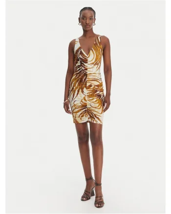 Rochie de cocktail,  viscoza, bej