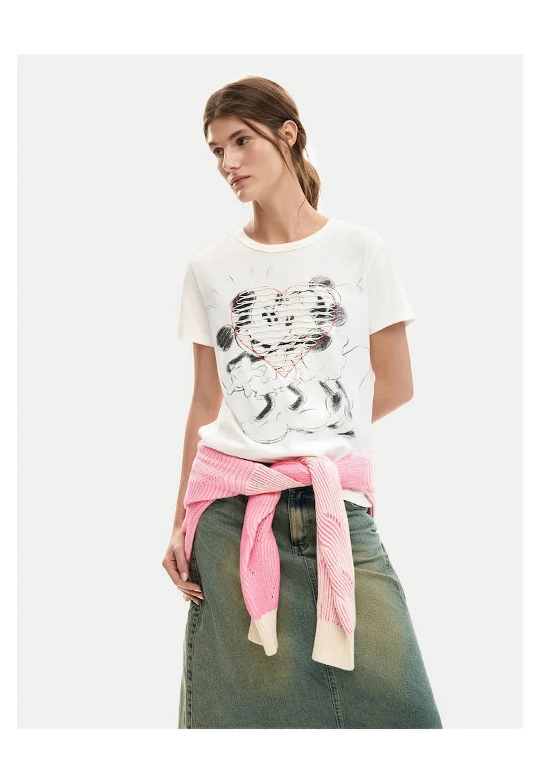 Tricou dama,  bumbac, alb,