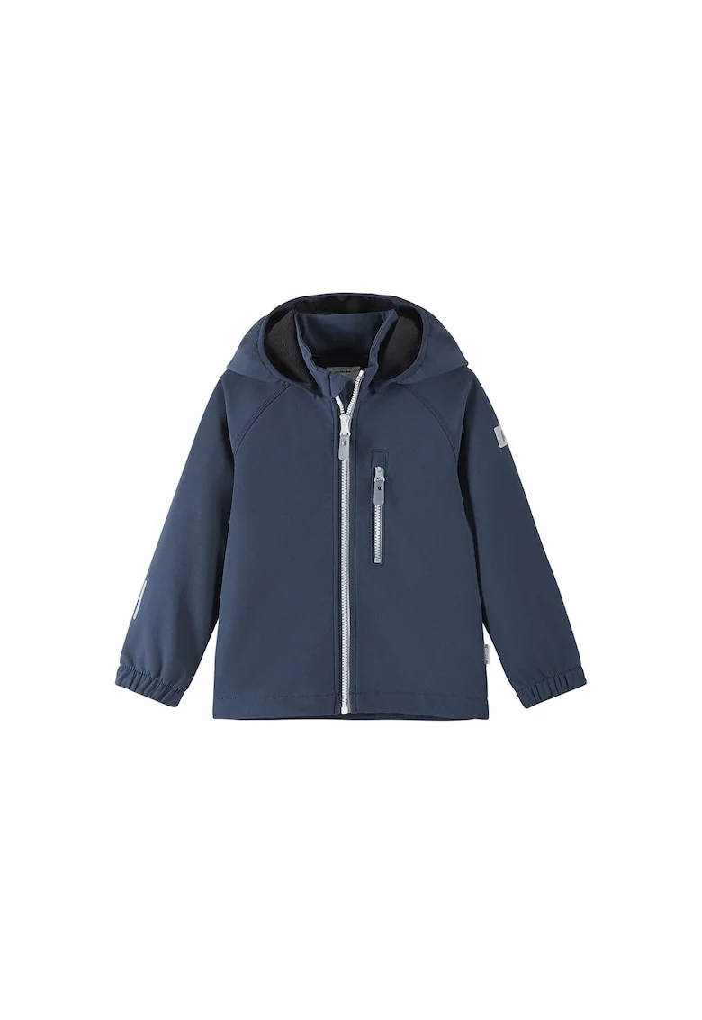 Geaca softshell copii,  poliester reciclat, fermoar, Bleumarin