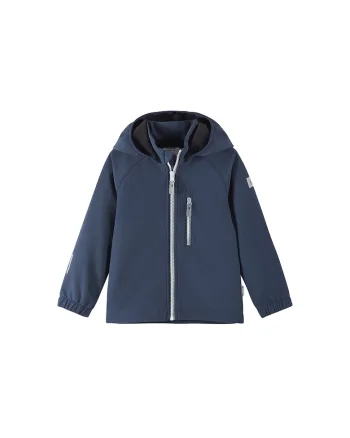 Geaca softshell copii,  poliester reciclat, fermoar, Bleumarin