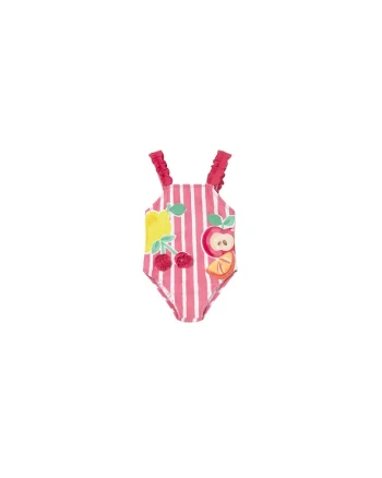 Costum de baie copii  dungi rosu, Multicolor