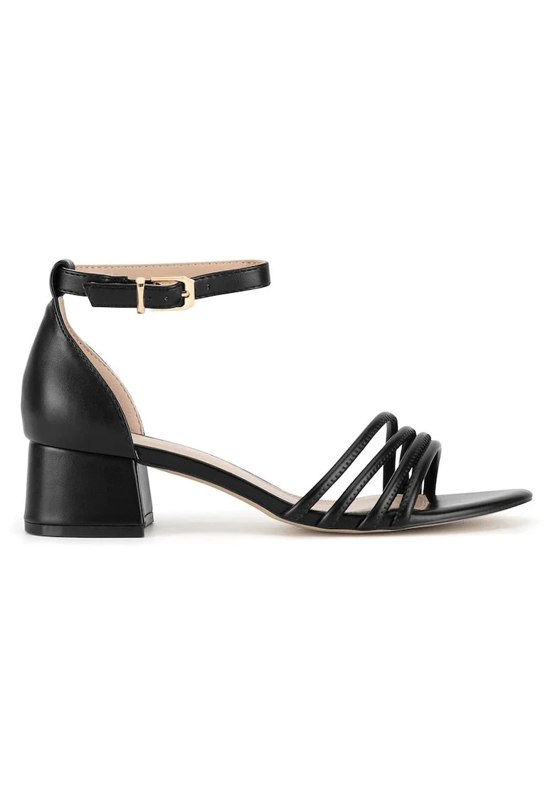 Sandale dama,  clasic, negru, material textil, Negru