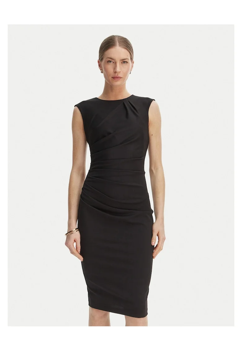 Rochie cocktail,  neagra, poliester, fermoar, Negru