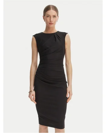 Rochie cocktail,  neagra, poliester, fermoar, Negru