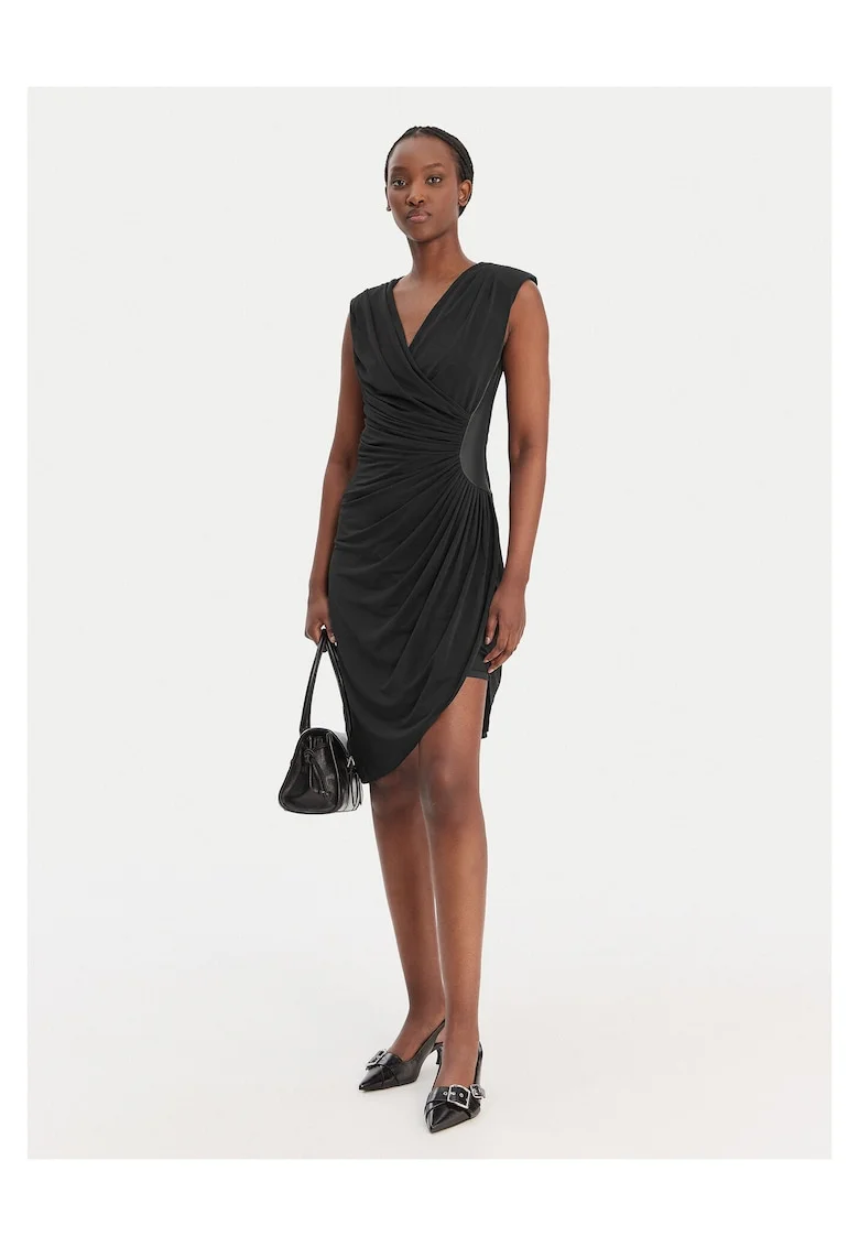Rochie cocktail  neagra, poliester, Negru