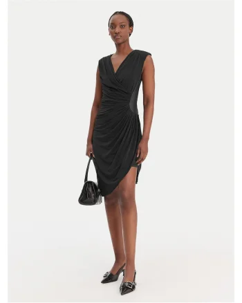 Rochie cocktail  neagra, poliester, Negru