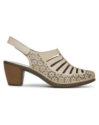Sandale femei,  piele naturala, bej, toc clasic, Bej