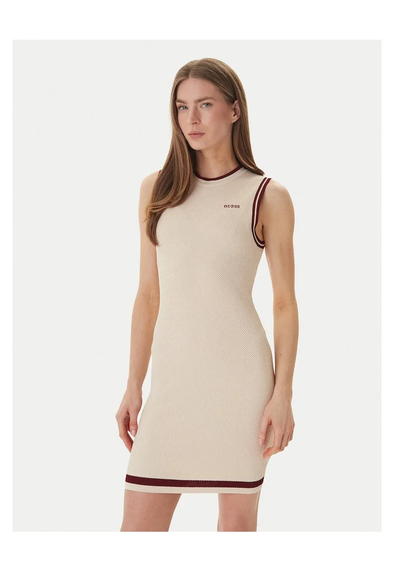 Rochie mini cambrata fara maneci, Bej