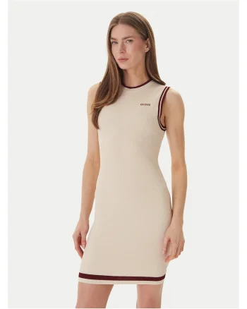 Rochie mini cambrata fara maneci, Bej