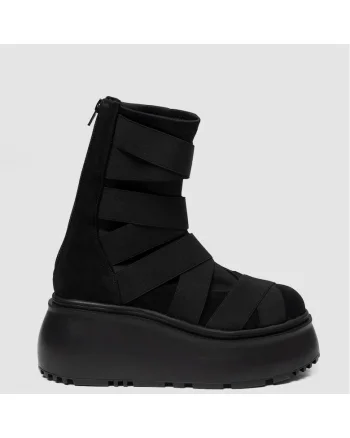Ghete din piele intoarsa, cu model suprapus din benzi elastice Uddy Extreme, Negru