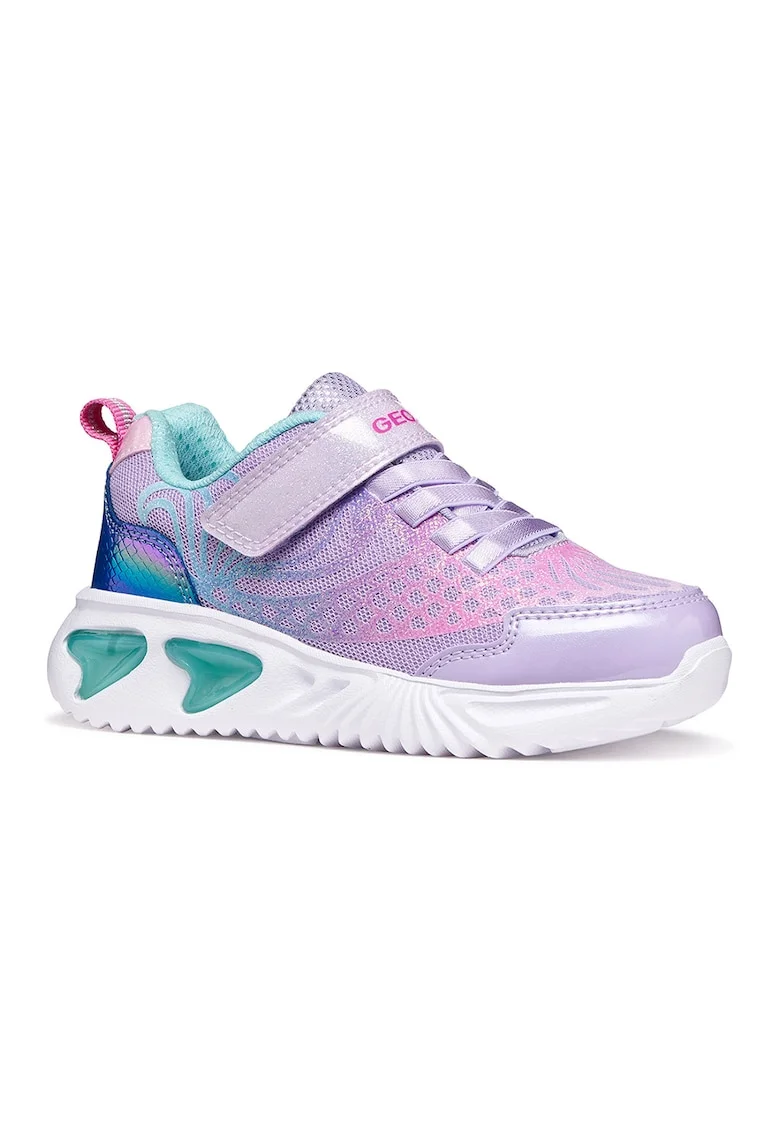 Pantofi sport Assister cu velcro si led-uri, Albastru royal/Lila