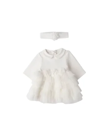 Rochie Ceremonie  cu Fusta Tulle si Bentita