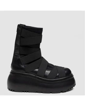 Ghete din piele naturala cu model suprapus din benzi elastice Uddy Extreme, Negru