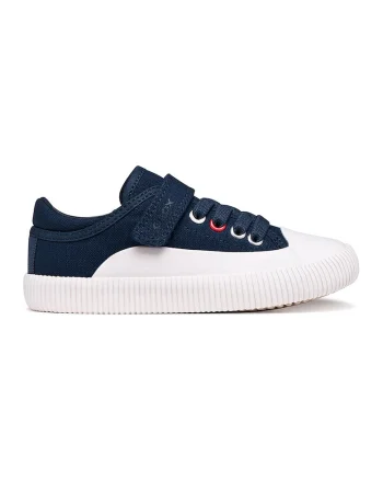 Tenisi low-cut cu velcro, Alb/Bleumarin