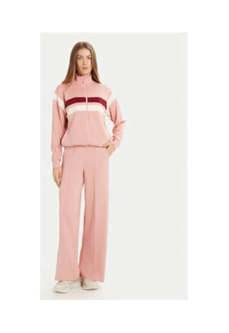 Pantaloni de trening din amestec de poliester cu croiala evazata si snur de ajustare in talie