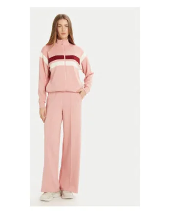 Pantaloni de trening din amestec de poliester cu croiala evazata si snur de ajustare in talie