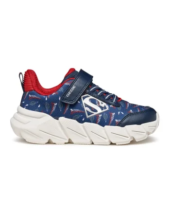 Pantofi sport Flexyper Fast cu model Superman, Rosu/Bleumarin