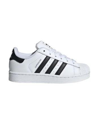 Pantofi sport low-cut din piele si piele ecologica Superstar II, Alb/Negru