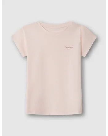 Tricou din bumbac cu logo discret, Roz pastel