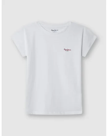 Tricou din bumbac cu logo discret, Alb optic