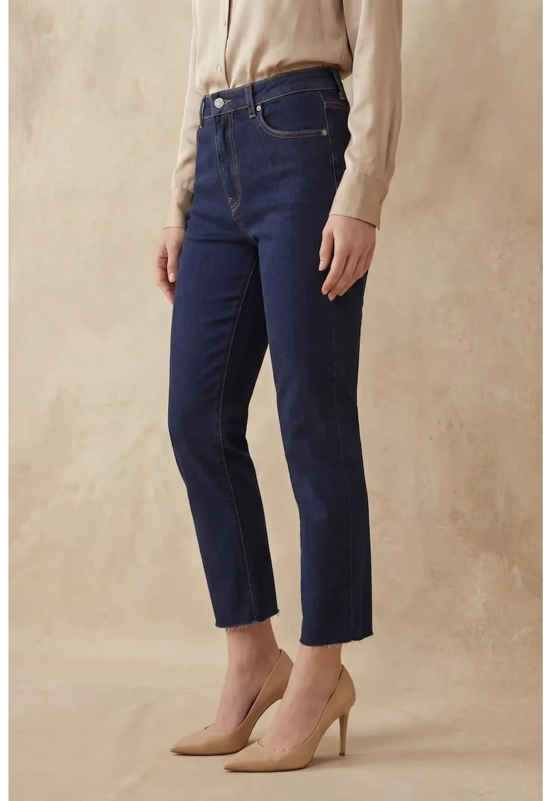 Blugi dama,  skinny, talie inalta, bleumarin, denim,