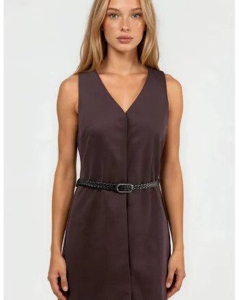 Rochie Mini,  Decolteu in V, Maro, Maro inchis