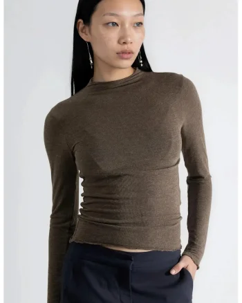 Bluza dama,  maneca lunga, croiala slim, kaki, jerseu