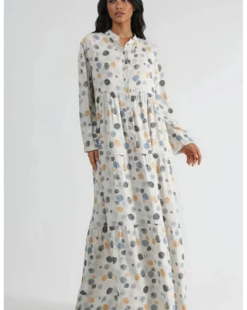Rochie Maxi,  cu decolteu in V, maneci lungi, multicolor, textil