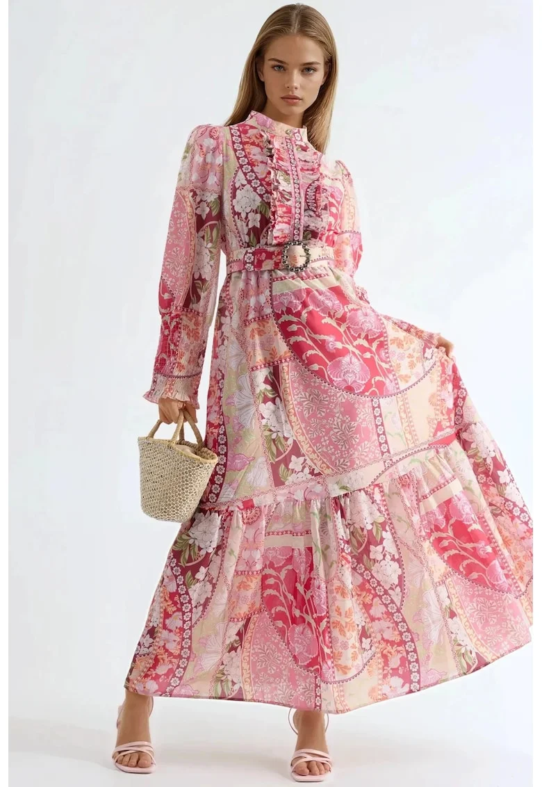 Rochie Maxi,  Floral, Multicolor, Poliester/Lycra