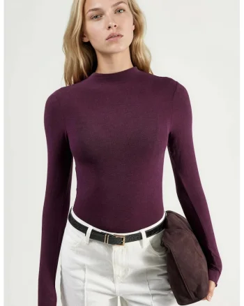 Bluza dama,  slim fit, mov, jerseu,