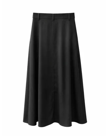 Fusta midi,  talie inalta, croiala in A, neagra