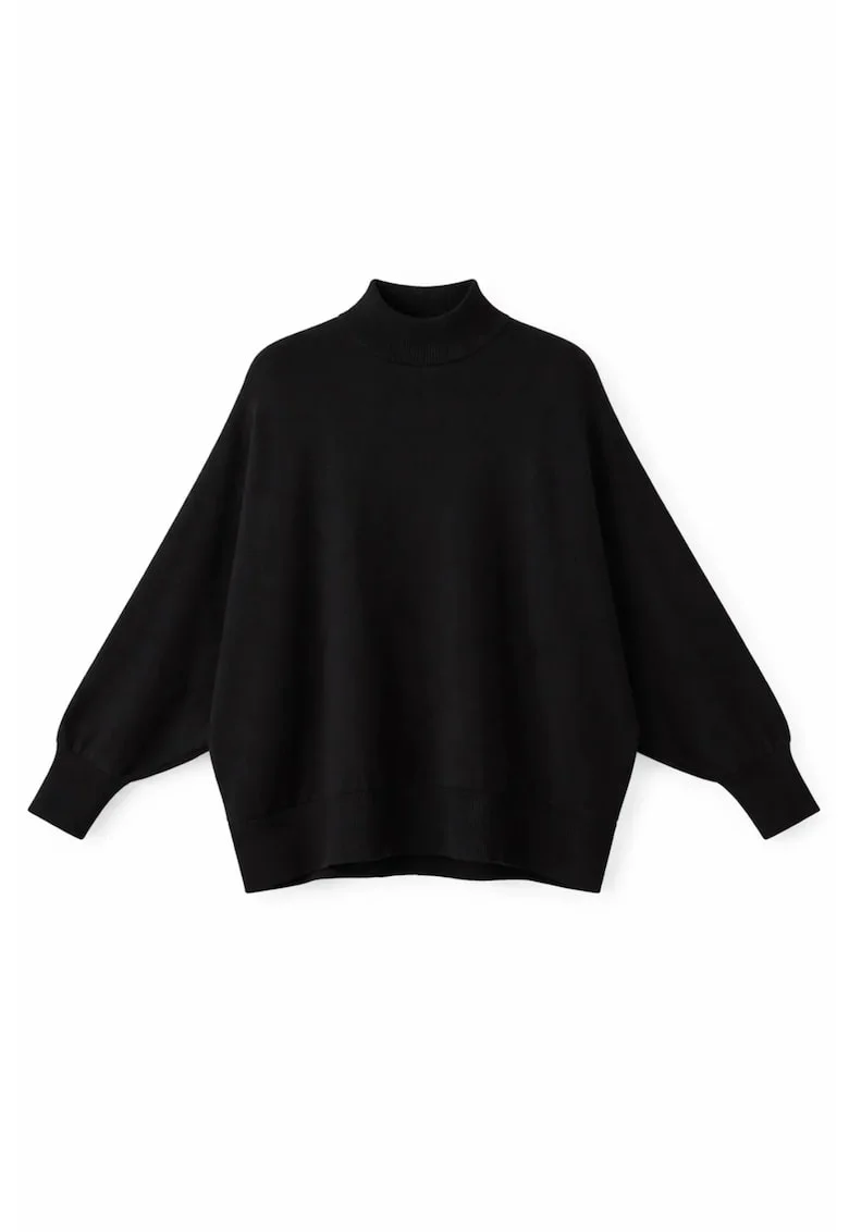 Pulover dama,  supradimensionat, negru, poliester, One Size