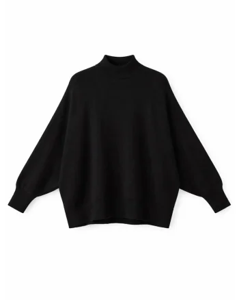Pulover dama,  supradimensionat, negru, poliester, One Size