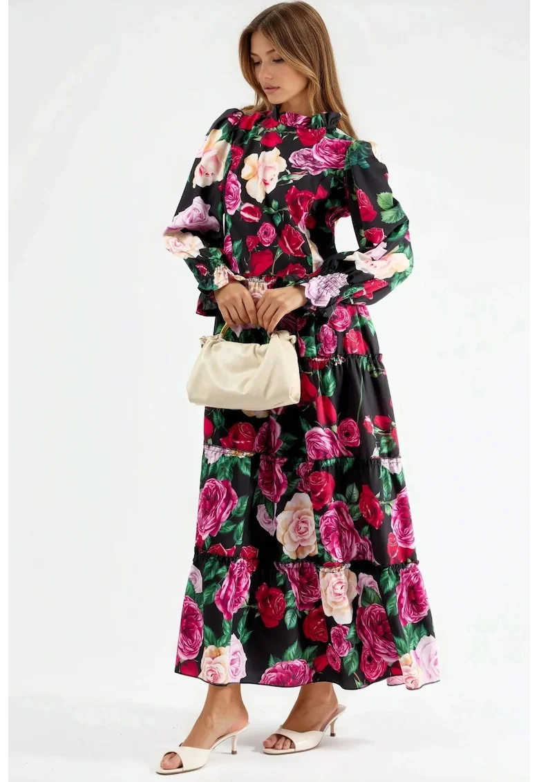 Rochie Maxi  Floral, multicolor, poliester