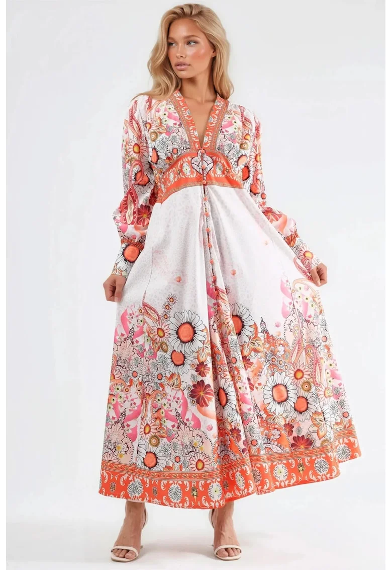 Rochie maxi  multicolor, poliester