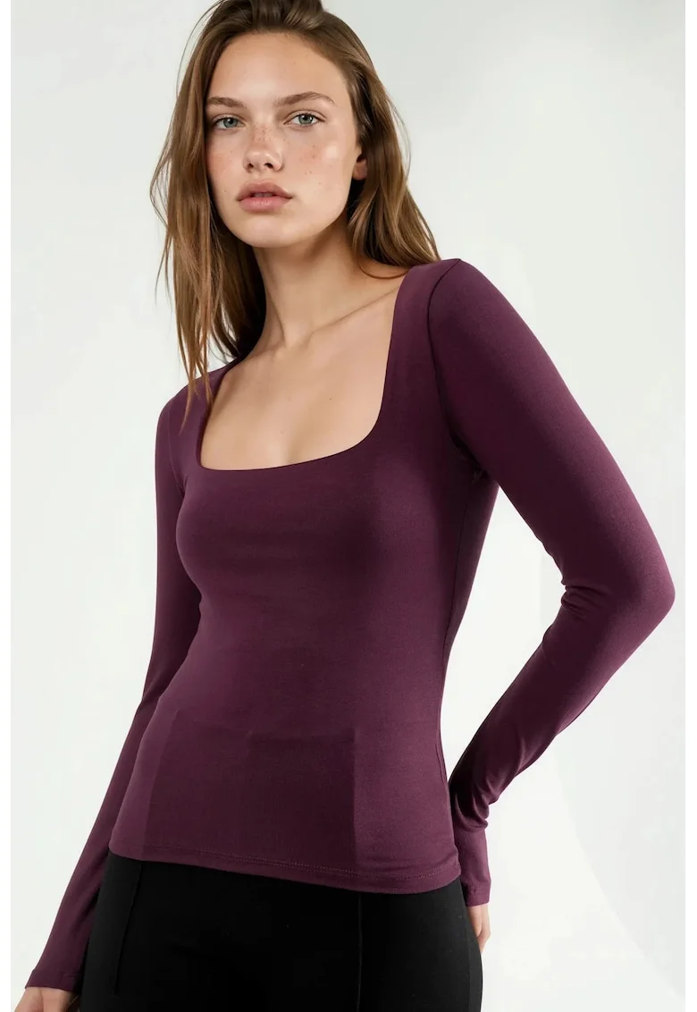 Bluza dama  mulata, maneci lungi, mov, jerseu