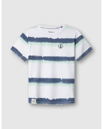 Tricou de bumbac cu model tie-dye, Alb/Verde pal/Bleumarin