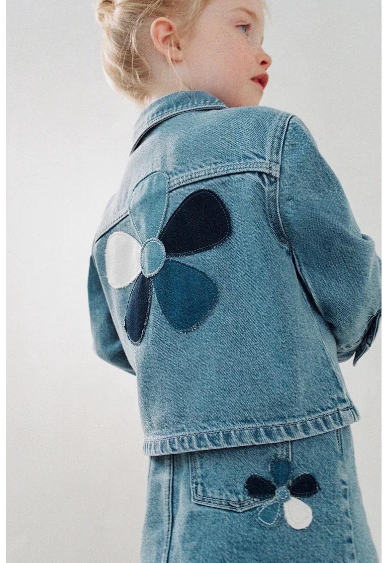 Jacheta din denim cu buzunare pe piept, Alb/Albastru ultramarin/Albastru deschis