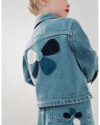 Jacheta din denim cu buzunare pe piept, Alb/Albastru ultramarin/Albastru deschis