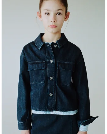 Camasa din denim cu buzunare pe piept, Albastru ultramarin