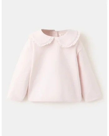 Bluza din bumbac cu model uni, Roz pal