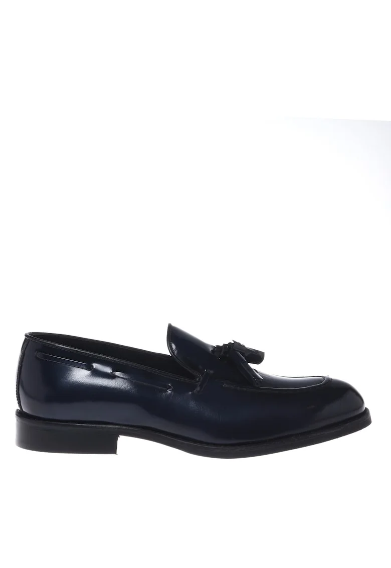 Pantofi loafer din piele cu aspect lucios, Albastru inchis