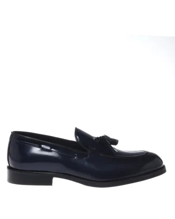 Pantofi loafer din piele cu aspect lucios, Albastru inchis