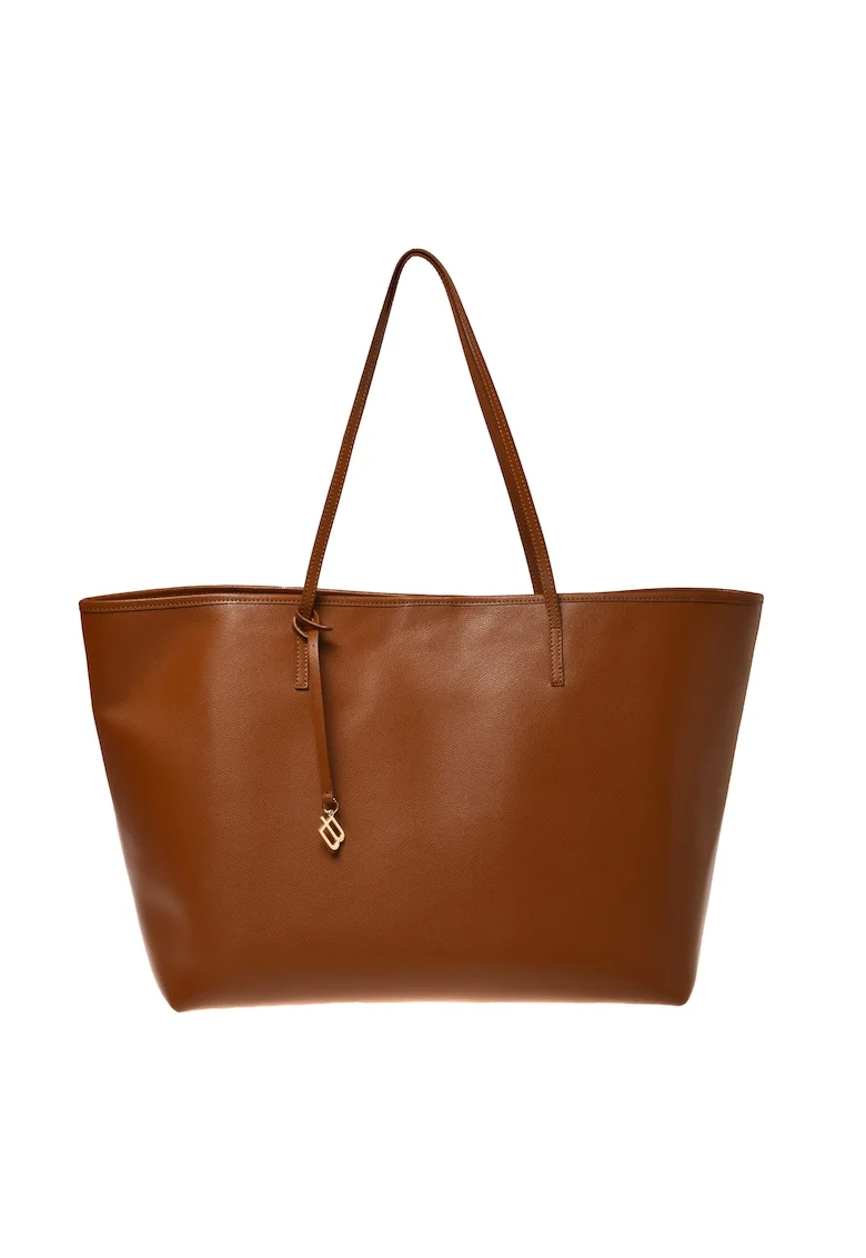 Geanta shopper uni din piele, Maro